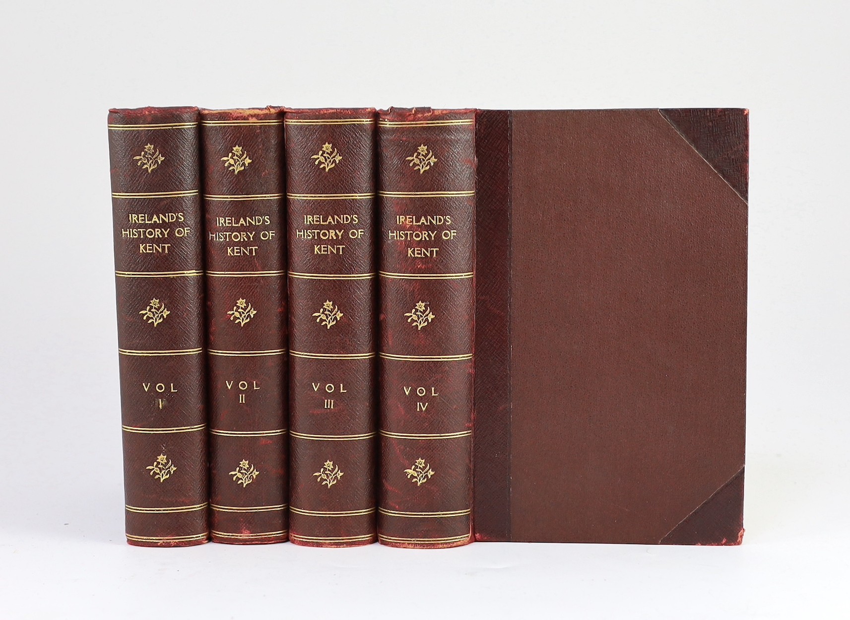 KENT: Ireland, William Henry - A New and Complete History of the County of Kent ... 4 vols. pictorial engraved title, num. engraved plates (by Shepherd & Gastineau) and a folded map